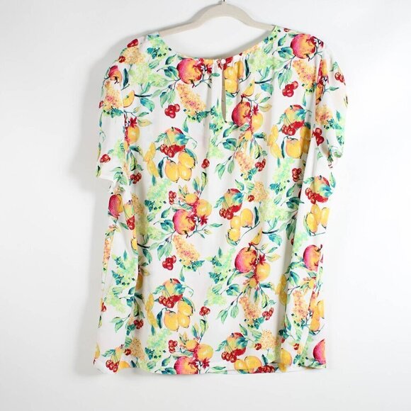 LC Lauren Conrad Blouse Top - 2X - Fruit Lemon Apple Cherry - Picture 3 of 6